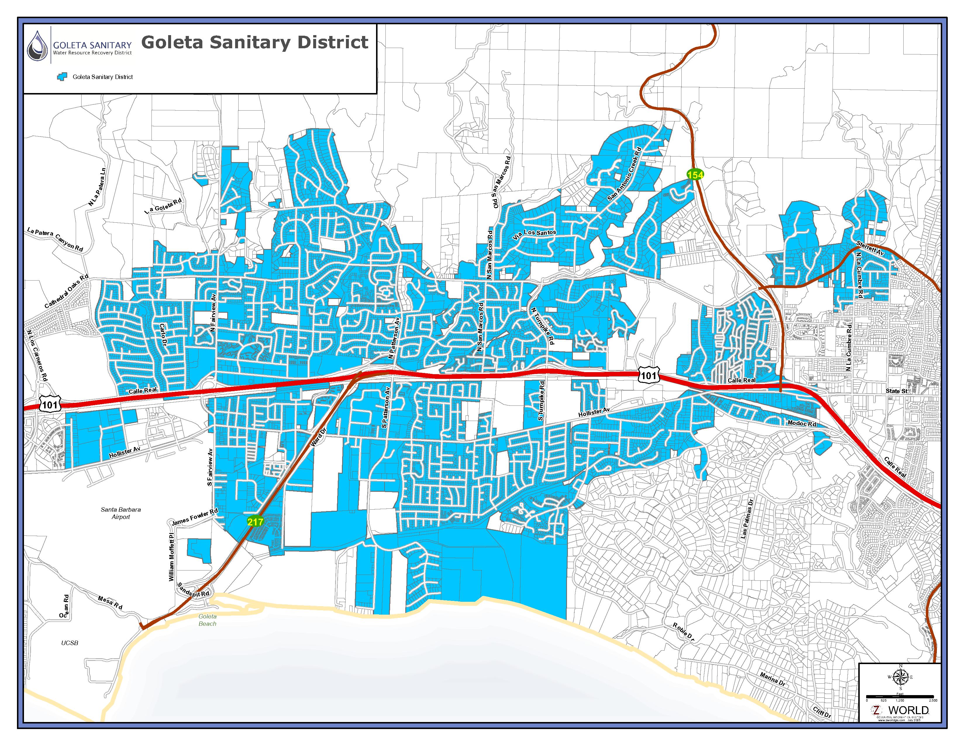 Goleta Sanitary District Boundary Map July 2025